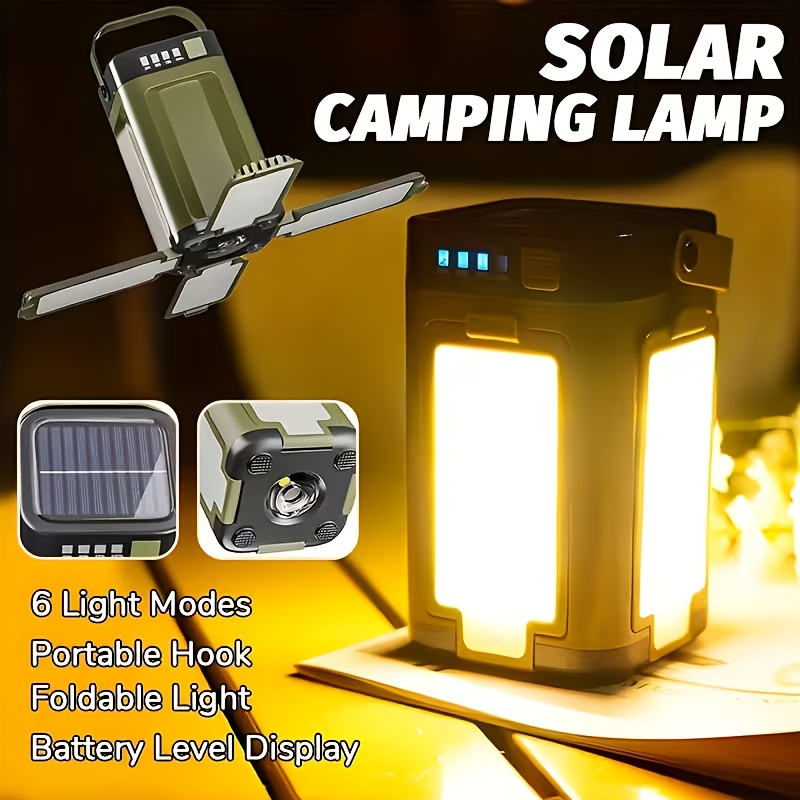 Outdoor Lighting For Camping - Solarbetriebene Tragbare Campinglampe mit Solarladung, Faltbar,