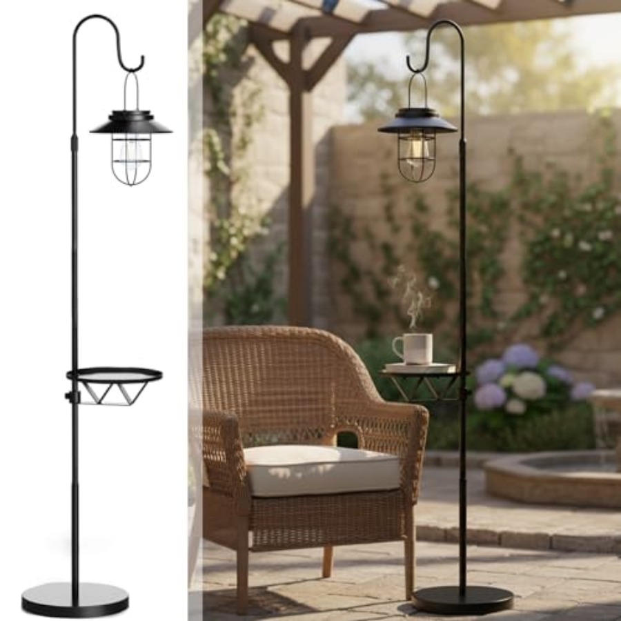 Outdoor Lighting Lamp - Solar-Stehlampe mit Tisch, 60 Zoll Outdoor-Shepherd-Hook