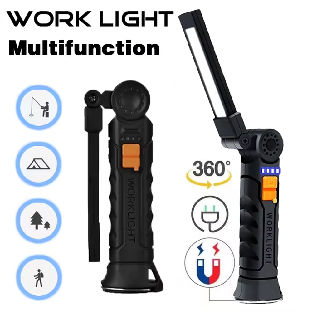 Outdoor Lighting Electric - Tragbare COB-LED-Taschenlampe, wiederaufladbare USB-Taschenlampe mit magnetischer