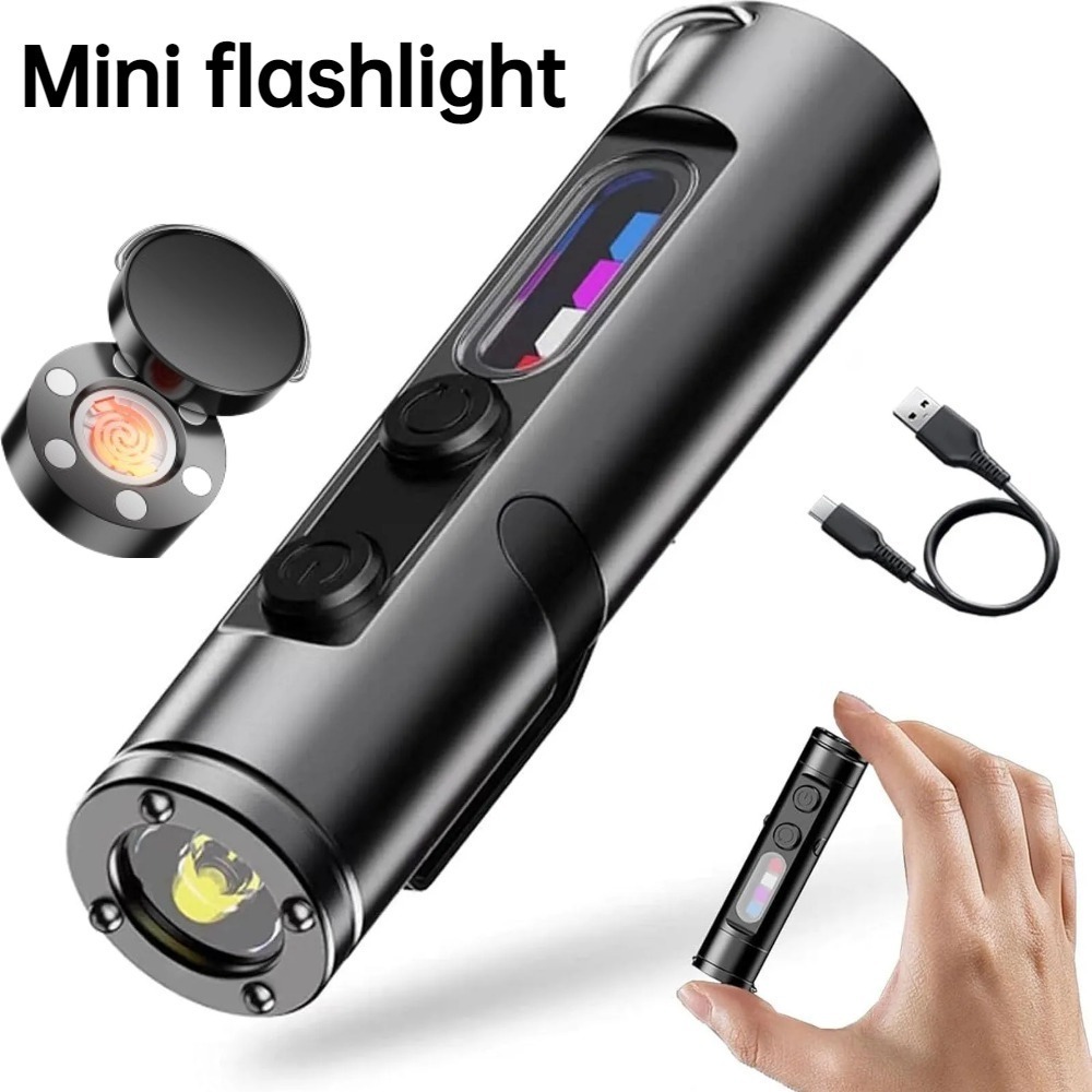 Outdoor Lighting Electric - Mini Outdoor-Taschenlampe Typ C, wiederaufladbar, LED-Magnet-Taschenlampe