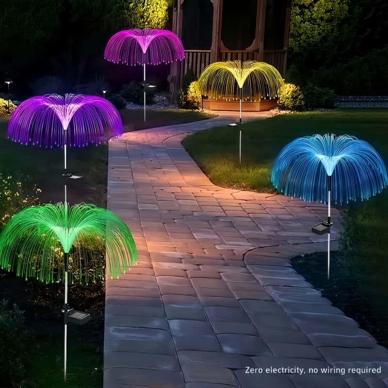 Outdoor Lighting Pathway - 5 Stück Solar-Quallen-LED-Lichter mit 7 Farbwechseln,
