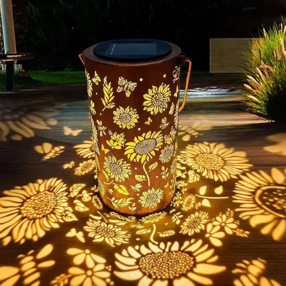 Outdoor Lighting Pathway - Sonnenblumen-Licht und Schattenleuchte, Wasserdichte Außenleuchte, Solarbetrieben