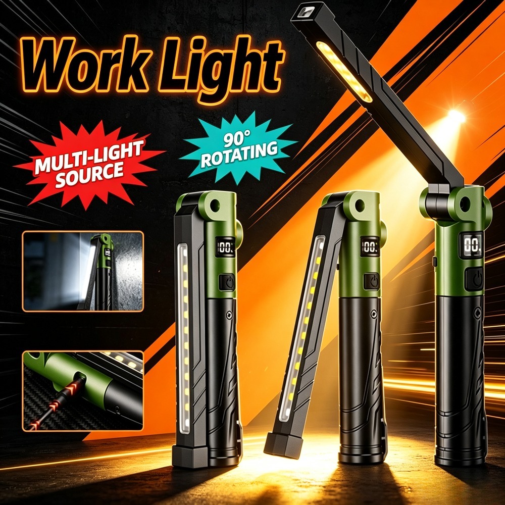 Outdoor Lighting Electric - Langlebige, superhelle Outdoor-Taschenlampe, tragbar, faltbar, multifunktional,
