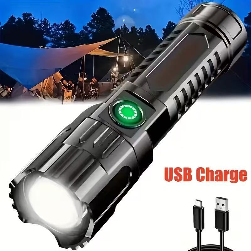 Outdoor Lighting Globes - Neue Hochleistungs-LED-Taschenlampe, USB-wiederaufladbar, zoombares Licht mit