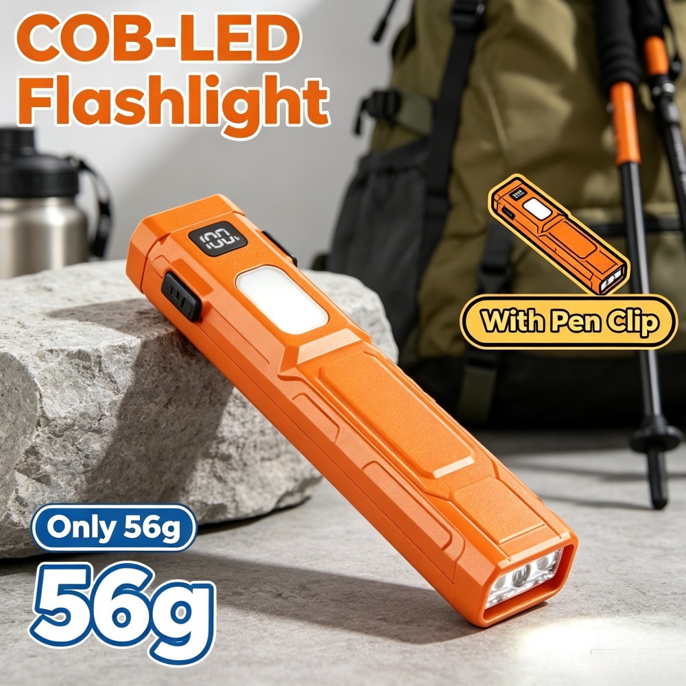 Outdoor Lighting Electric - COB LED EDC Taschenlampe mit Stiftclip,